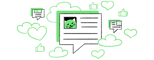 Loomly content management features content optimization green bubble illustration