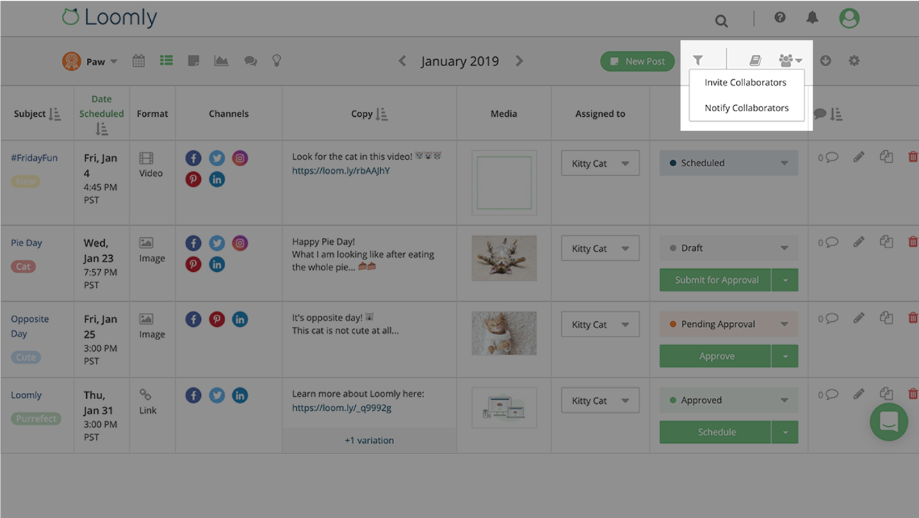 Social media calendar use cases remote teams step two screenshot