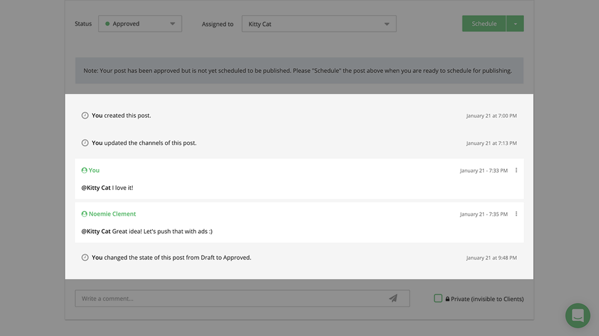 Social media calendar use cases remote teams step one screenshot